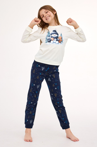 977/189 978/189 Snowy Day Cornette pijama de niña algodón, manga larga | Cálido y confortable