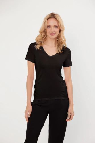 Chic Blusa de manga corta Moda Italiana - negro