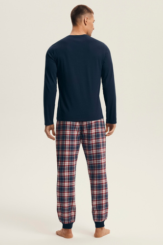 Henderson pijama de los hombres 43457 Noir azul marino - algodón, con pantalones de franela