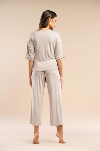 Pijama de mujer MK34 Only You beige Belle Reverie - viscosa, manga corta, ligero y sensual