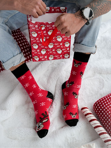 1290.039 Calcetines de Navidad Reno Milena - No emparejar, rojo