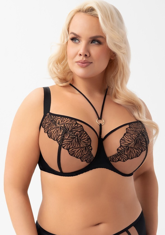 Gorsenia Vida K964 - Sujetador suave con aros, fuerte elevación y fruncido del busto, encaje, Tallas grandes