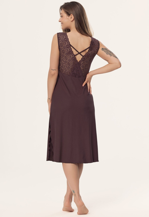 Camisón Petra KM29 mefemi by Nipplex marrón con encaje y viscosa