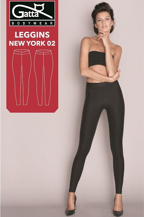 44123 Leggings New York 02 Gatta Negro - Leggings de polipiel opaca, Matowe, Silhouette Modelling