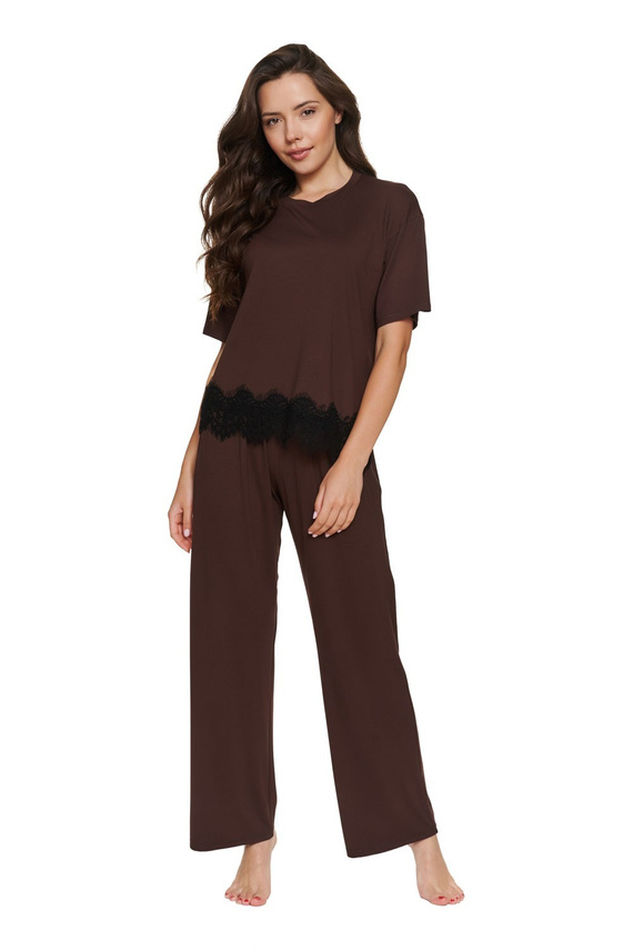 Pijama de mujer Doctor Nap 7536 Chocolatte viscosa larga con encaje