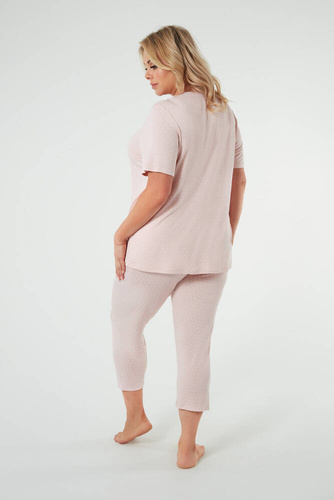 Puntini Pijama de manga corta para mujer, pantalón 3/4 Moda Italiana - rosa empolvado