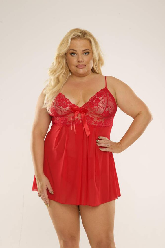 901 Agathe Plus Size Camisón Halter + Short Forex - rojo