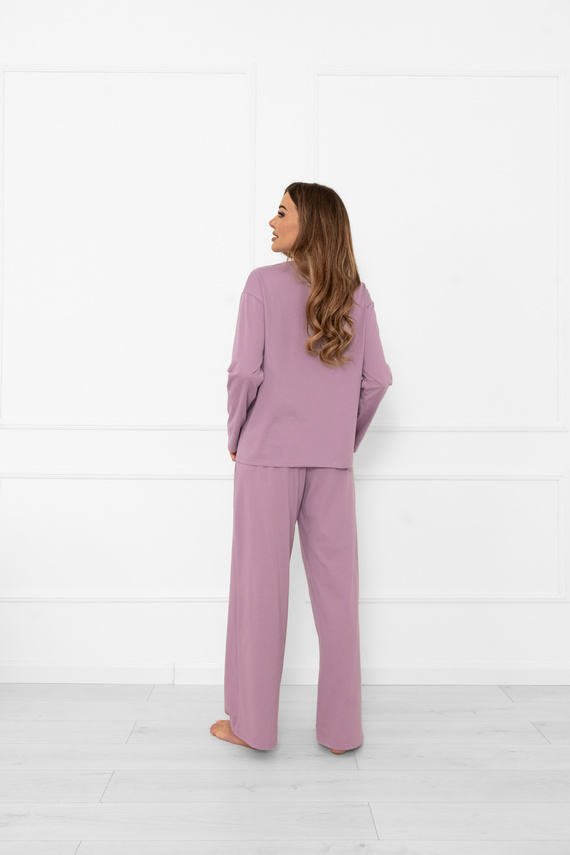 Pijama de señora Ksara Italian Fashion - algodón, manga larga y pantalón con bolsillos - brezo