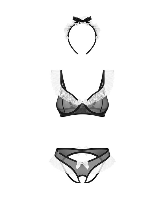 Obsessive Naughty Maid Conjunto Sensual de Criada Negro con Encaje