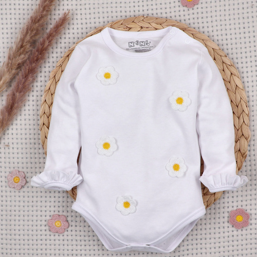 NINI LITTLE FLOWERS body blanco para bebé de algodón orgánico con bordado ABN-5761/BIA