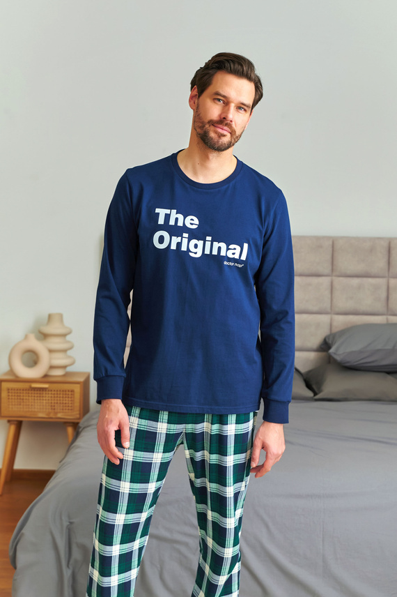 7341 Doctor Nap - Pijama de hombre "The Original" | 100% algodón, producción polaca - azul marino