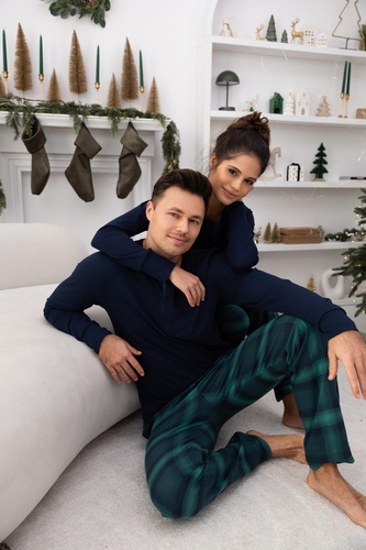 Pijama de hombre Luke Sensis - algodón, largo, verde a cuadros