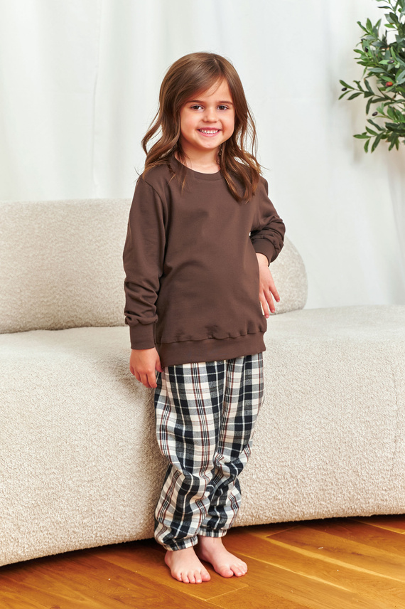 7335 Pijama para niños Doctor Nap - algodón y franela, unisex, estampado de cuadros brownie