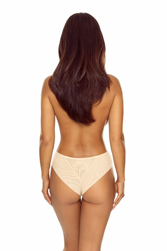 Braguitas brasileñas de mujer Lapinee 5047 Anna de encaje con microfibra y malla beige