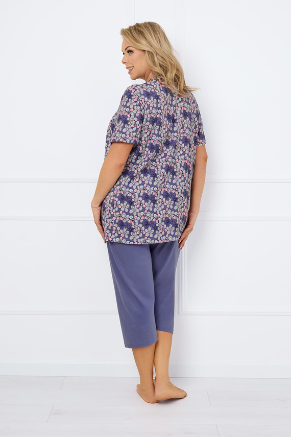 Bonaria Pijama señora manga corta, pantalón 3/4 Moda Italiana - estampado/jeans