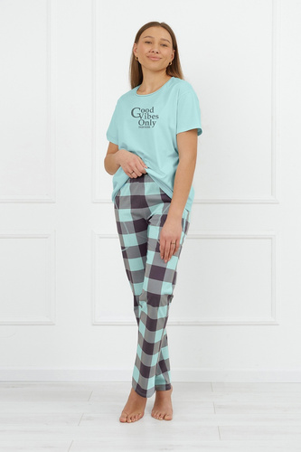 Pijama de mujer Narina Italian Fashion algodón pantalón largo manga corta