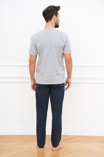 Alcest Pijama hombre manga corta, pantalón largo Moda Italiana - azul marino