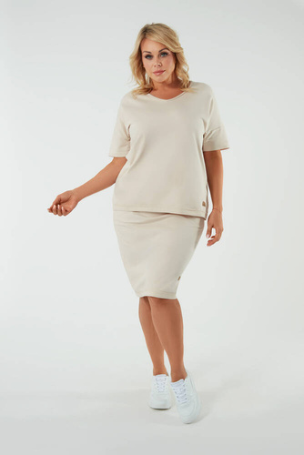 Stella falda midi mujer Moda Italiana - beige