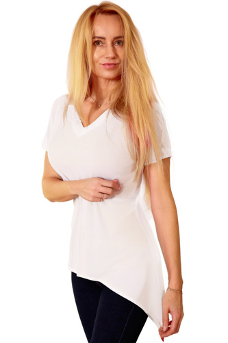 Blusa Aria Mirale - viscosa, asimétrica, cuello en V - crudo