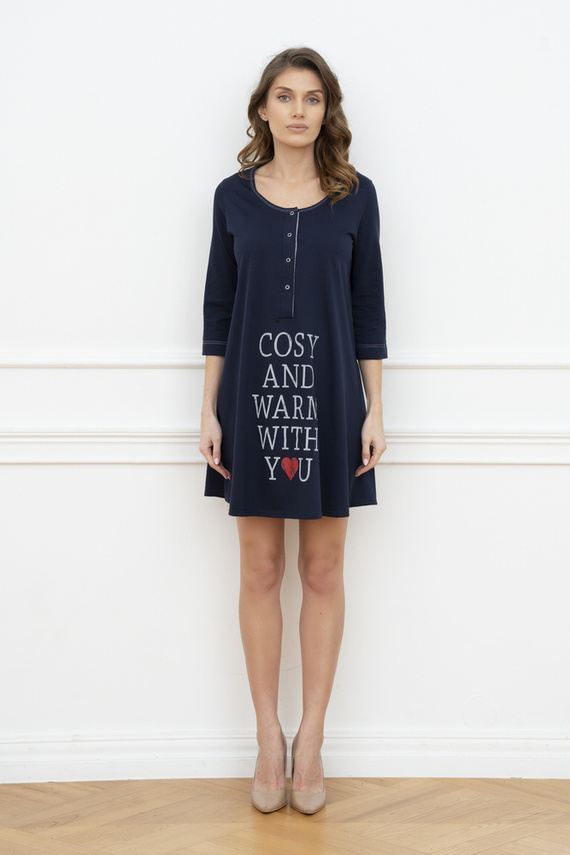 Bálsamo Camisa de Embarazo y Lactancia. manga 3/4 Italia Fashion - azul marino