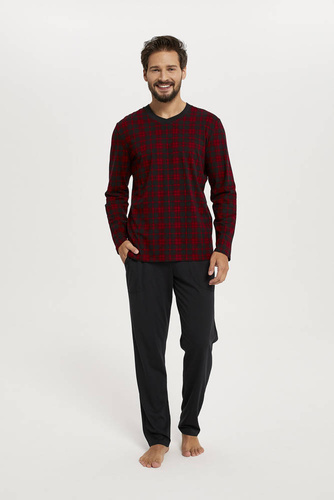 Pijama y pantalón de manga larga Elijah Hombre Moda Italiana - estampado/negro