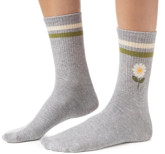 Calcetines de mujer Steven art.099 de algodón con diseños coloridos, costura plana - 116 gris