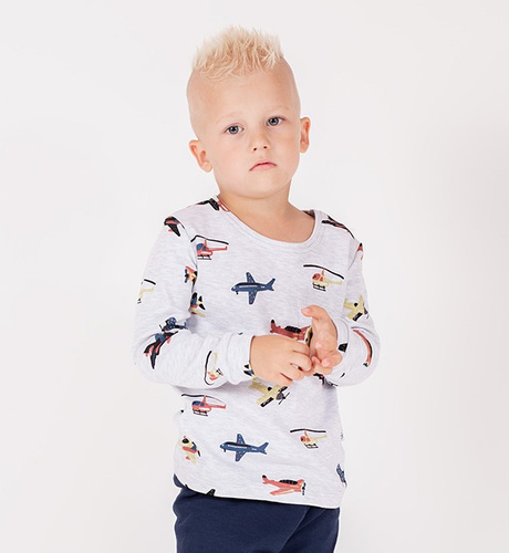 219138 Willy Nicol bebé blusa gris en planos algodón manga larga