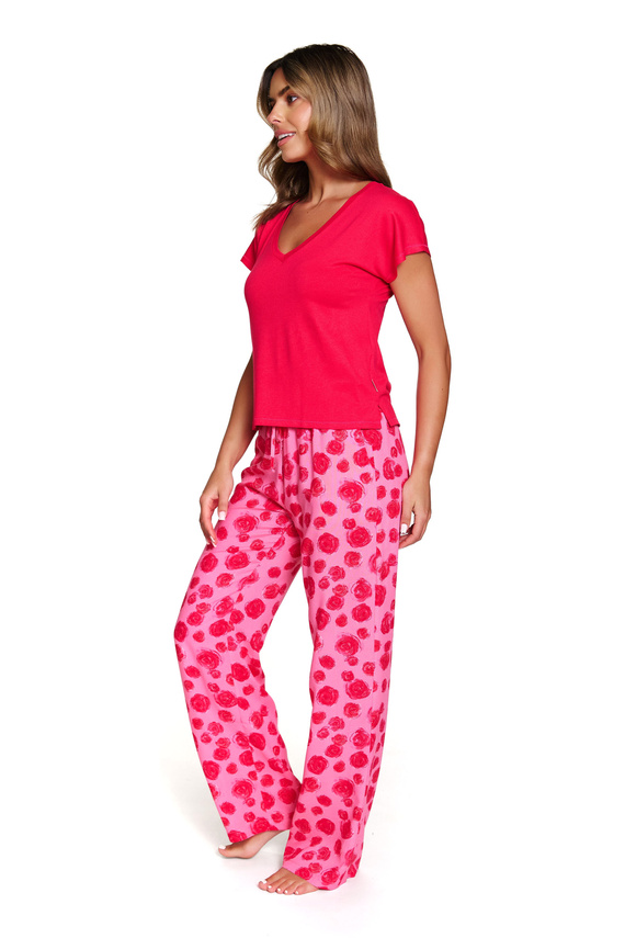 7361 Doctor Nap pijama de las mujeres - conjunto de viscosa en el patrón de rosa - rosas