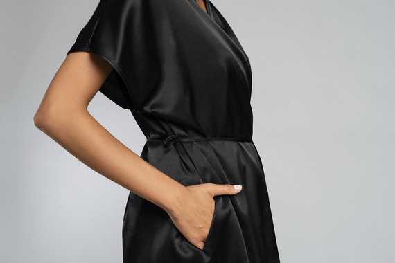 Touch Albornoz de manga corta Moda Italiana - negro