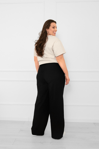 Pantalones largos de mujer Caro negro - pantalones elegantes y con estilo en un color de moda