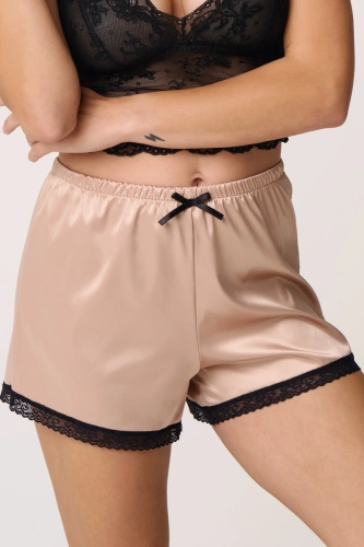 Pantalones cortos de pijama Babell Night Whisper beige satinado
