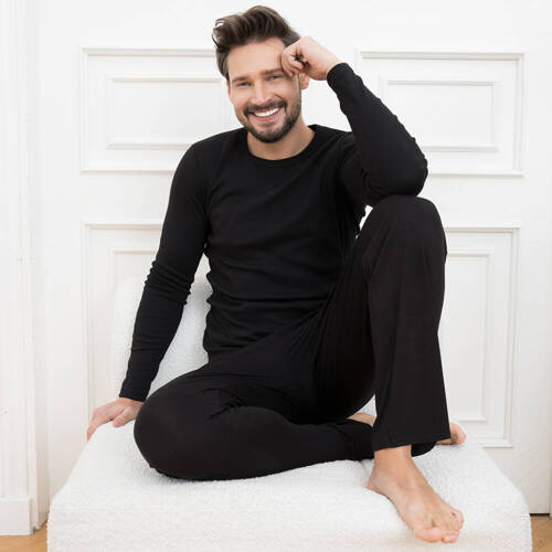 Paco Hombres chaleco de manga larga Moda Italiana - negro