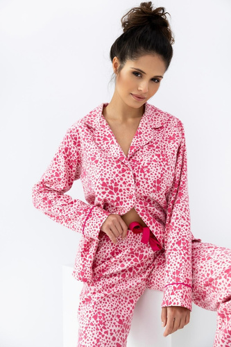 Giuliana Pijama de señora Sensis rosa - algodón, franela, estampado corazón