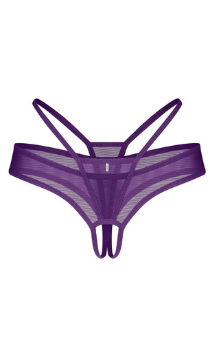 Tanga Vibres Crotchless Obsessive morado - entrepierna abierta, malla delicada