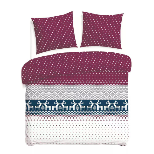 31515/1 Ropa de cama navideña de franela Flanelove Darymex granate azul marino- juego 100% algodón, cálido y suave