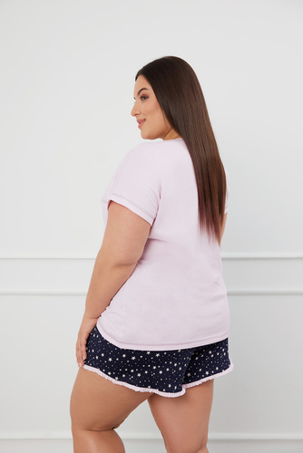 Libra Pijama de manga corta para mujer, pantalón corto Moda Italiana - rosa/estampado