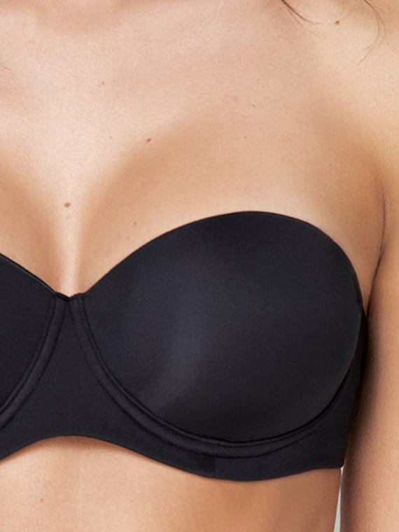 2550 Sujetador bandeau - acolchado, liso, con tirantes extraíbles Sielei negro