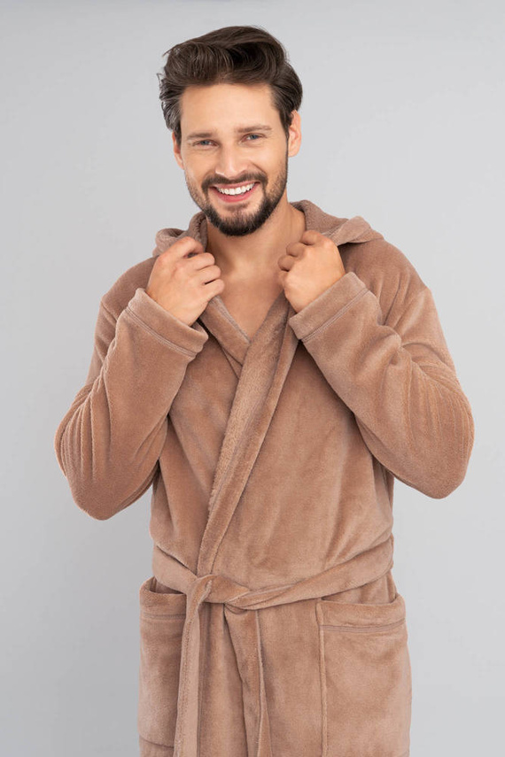 Mimas Albornoz con capucha para hombre Italian Fashion- camel