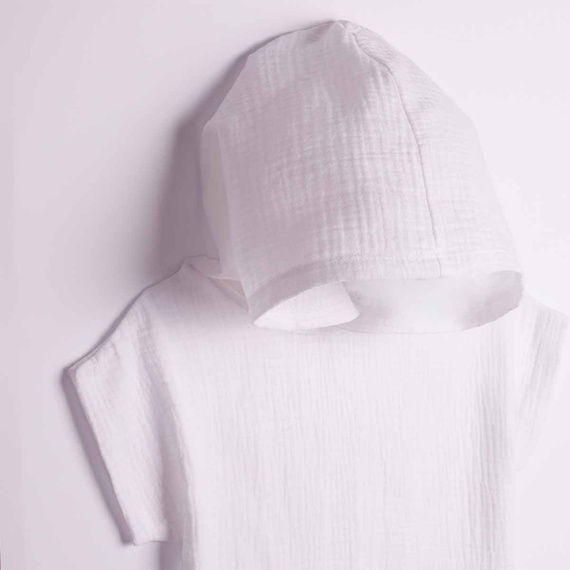 Ponczo infantil Nicol 224390 muselina 100% algodón con capucha - blanco