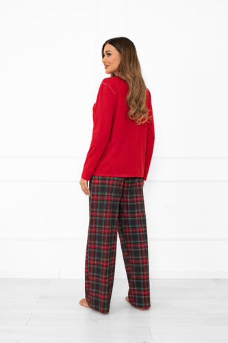 Pijama de mujer Italian Fashion en rojo - algodón, manga larga y pantalón, a cuadros