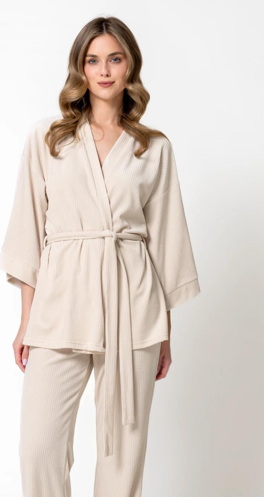 Leveza Darlin 1816 Pijama de mujer de terciopelo 3/4 Conjunto Homewear Sahara