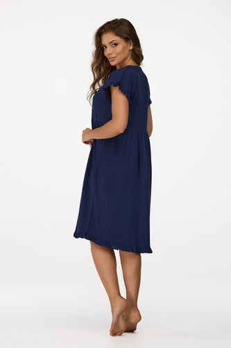 no. 21 Camisón de embarazada Senizo azul marino - 100% algodón, manga corta, lactancia abotonada