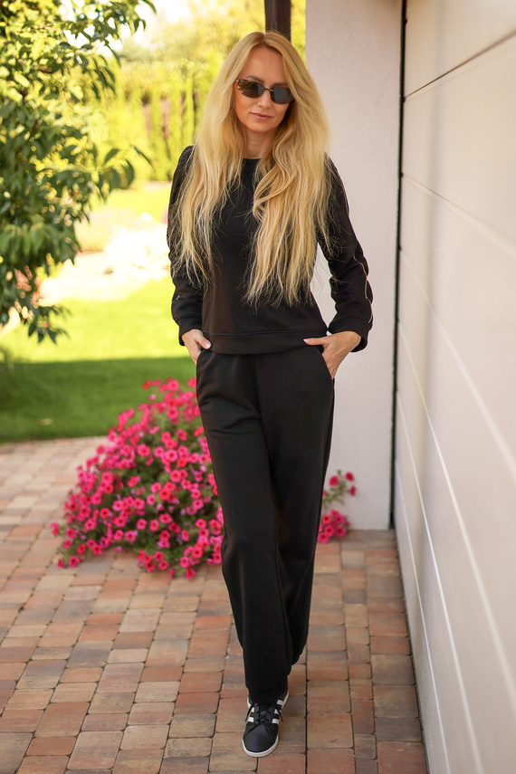 Maio chándal mujer Mirale algodón 95% algodón 5% elastán, producción polaca - elegante conjunto deportivo - negro