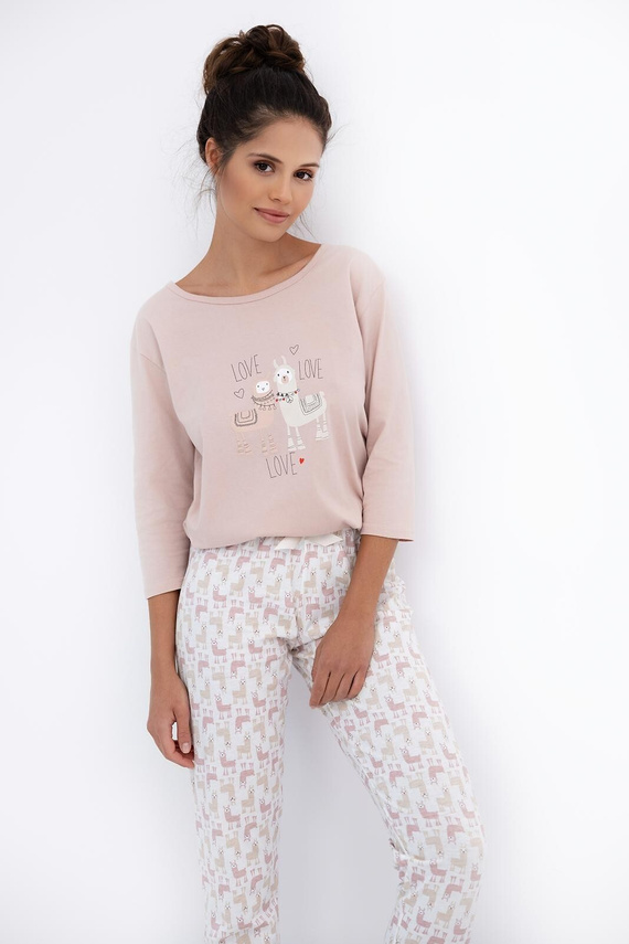 Milani Sensis pijama de mujer - 100% algodón, llama, manga 3/4