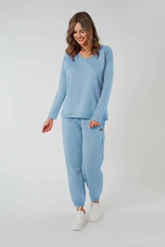 Madri Pantalones Mujer Moda Italiana - azul