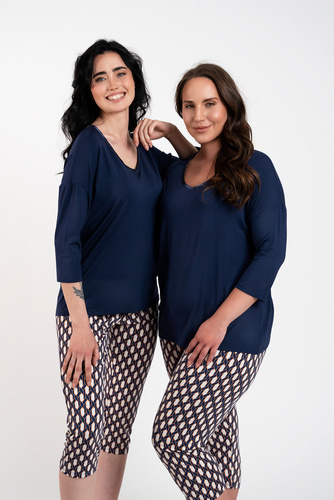 Milda Pijama de mujer manga 3/4, pantalón 3/4 Moda Italiana