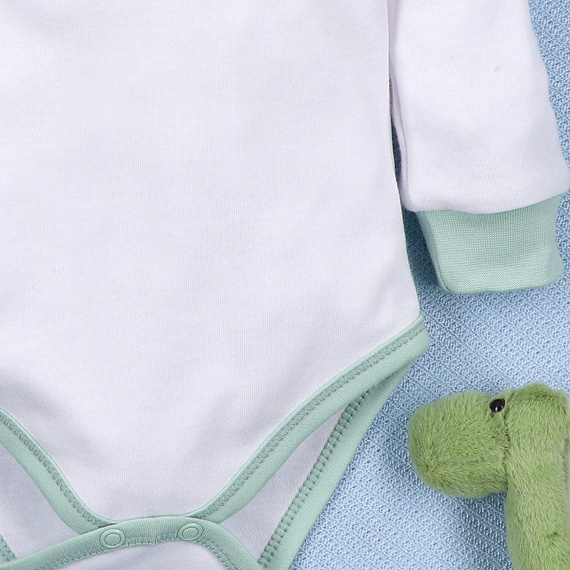 ABN-5565 Dino Explorer Body de algodón orgánico Nini blanco- algodón orgánico, manga larga