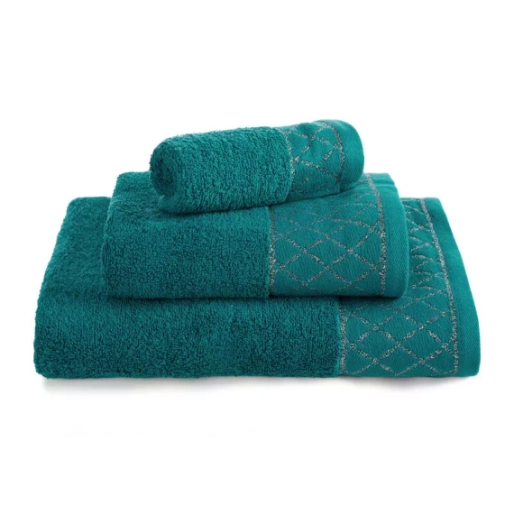 Set de toallas Eurofirany 3 piezas suaves absorbentes elegantes Layla dark turquoise