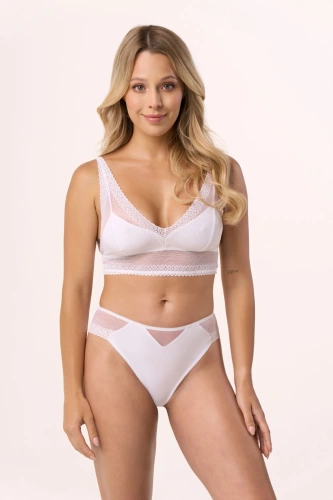 210 Bralette de encaje Babell blanco - delicado, sin aros, elástico | Comodidad y sutileza femenina