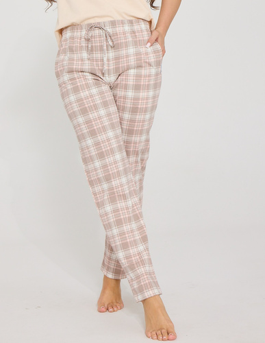 Pantalones de pijama para mujer Cornette 690/51 100% algodón cuadro pastel